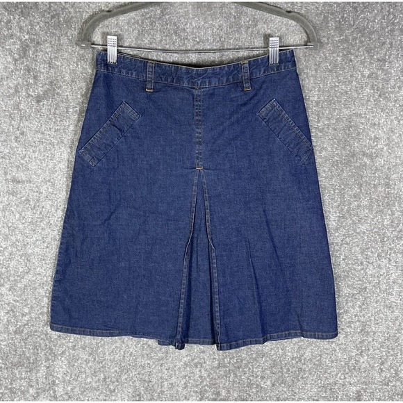 Isaac Mizrahi For Target A-Line Front Slit Jean Skirt Womens Size 8 Stretch Blue - Picture 1 of 9